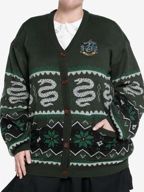 Harry Potter Slytherin Knit Crewneck Sweater, Size L